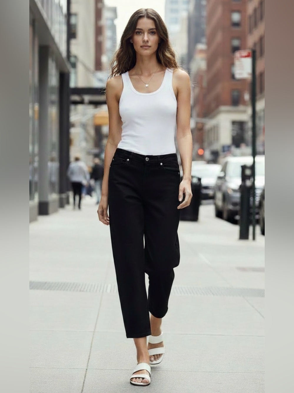 (#116)KARL LAGERFELD Straight Leg Cropped Jeans